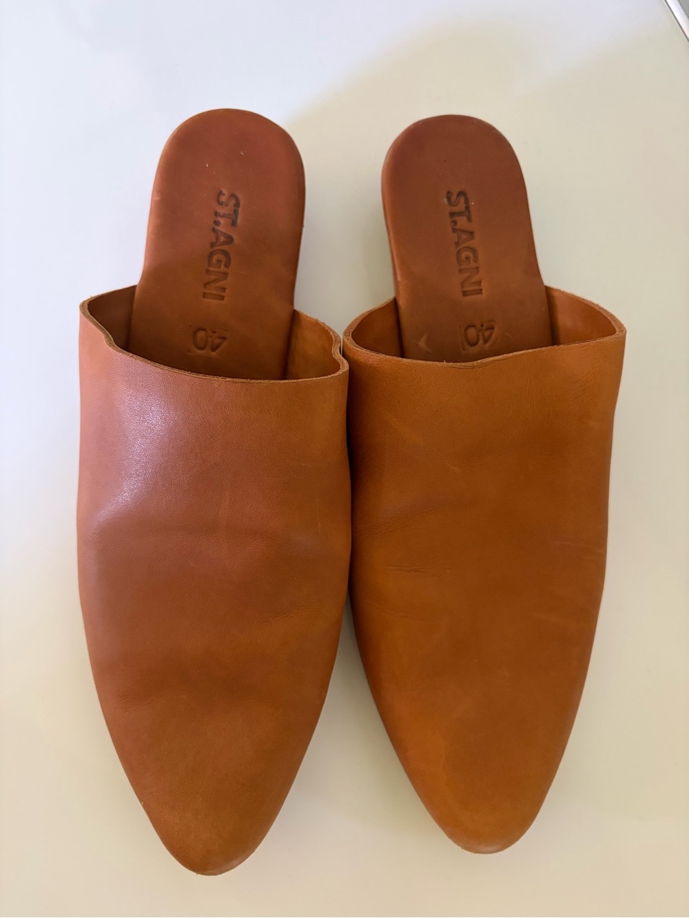ST. AGNI Brown Leather Mules EU 40 US 8.5